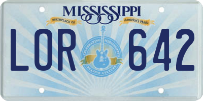 MS license plate LOR642