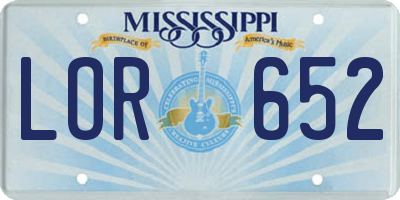 MS license plate LOR652
