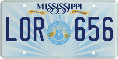 MS license plate LOR656