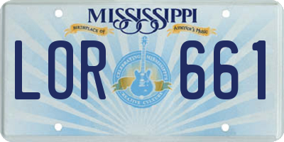 MS license plate LOR661