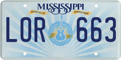 MS license plate LOR663
