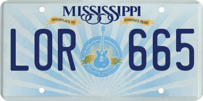 MS license plate LOR665