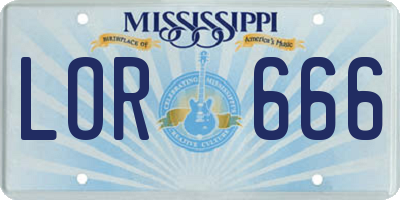 MS license plate LOR666