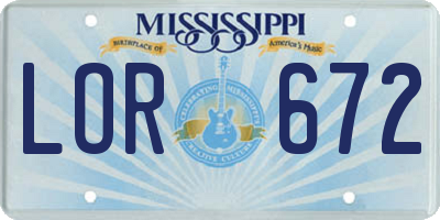 MS license plate LOR672