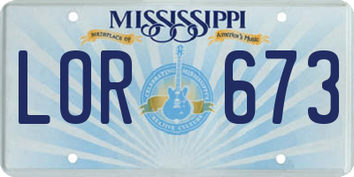 MS license plate LOR673
