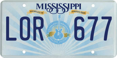 MS license plate LOR677