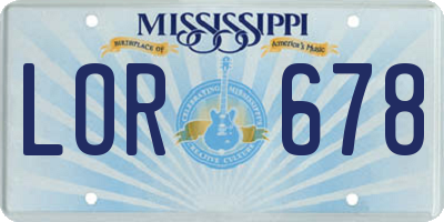 MS license plate LOR678