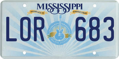 MS license plate LOR683