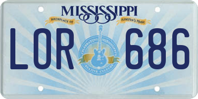 MS license plate LOR686