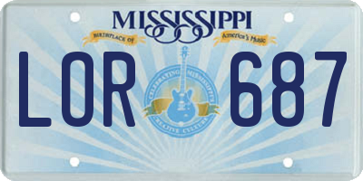 MS license plate LOR687