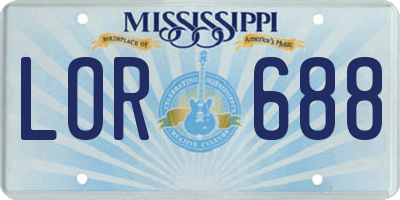 MS license plate LOR688