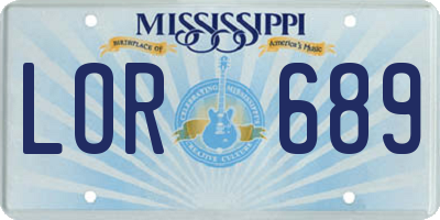 MS license plate LOR689