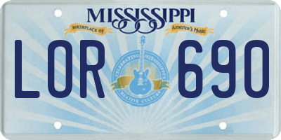 MS license plate LOR690