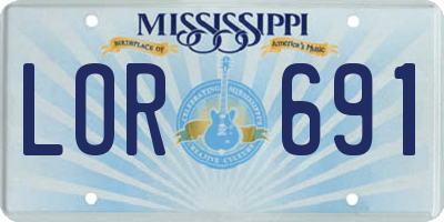 MS license plate LOR691