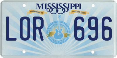 MS license plate LOR696