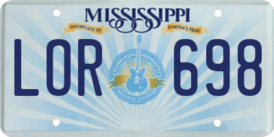 MS license plate LOR698