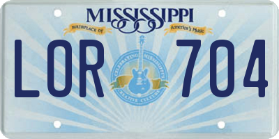 MS license plate LOR704