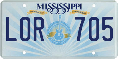MS license plate LOR705