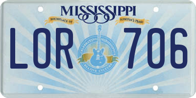 MS license plate LOR706