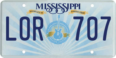 MS license plate LOR707