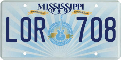 MS license plate LOR708