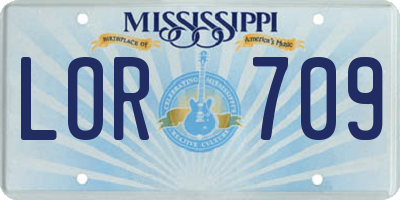 MS license plate LOR709