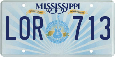 MS license plate LOR713