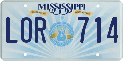 MS license plate LOR714