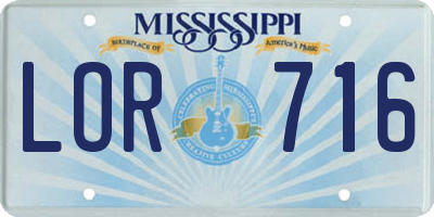MS license plate LOR716