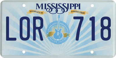 MS license plate LOR718