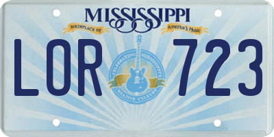 MS license plate LOR723
