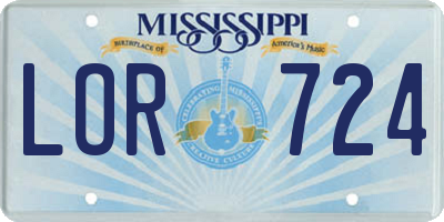 MS license plate LOR724