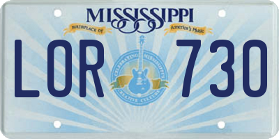 MS license plate LOR730