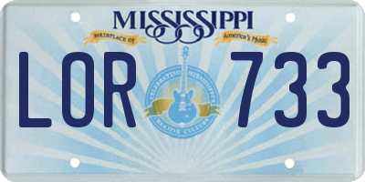 MS license plate LOR733