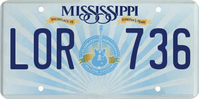 MS license plate LOR736