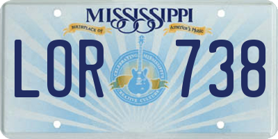 MS license plate LOR738