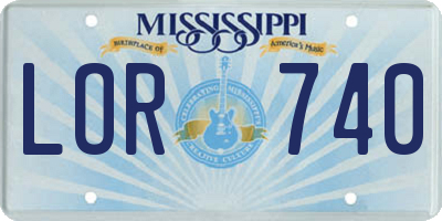 MS license plate LOR740