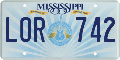 MS license plate LOR742