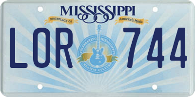MS license plate LOR744