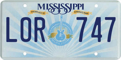 MS license plate LOR747