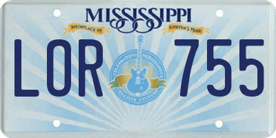 MS license plate LOR755