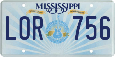 MS license plate LOR756