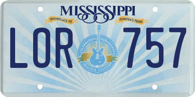 MS license plate LOR757