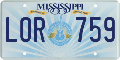 MS license plate LOR759