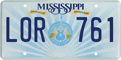 MS license plate LOR761