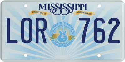MS license plate LOR762