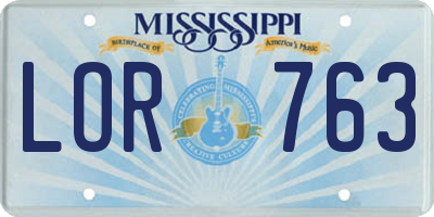 MS license plate LOR763