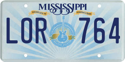 MS license plate LOR764
