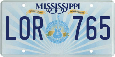 MS license plate LOR765