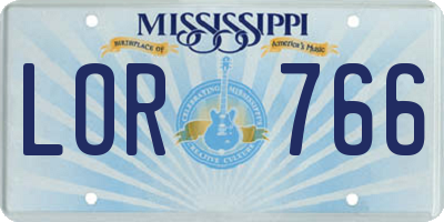MS license plate LOR766